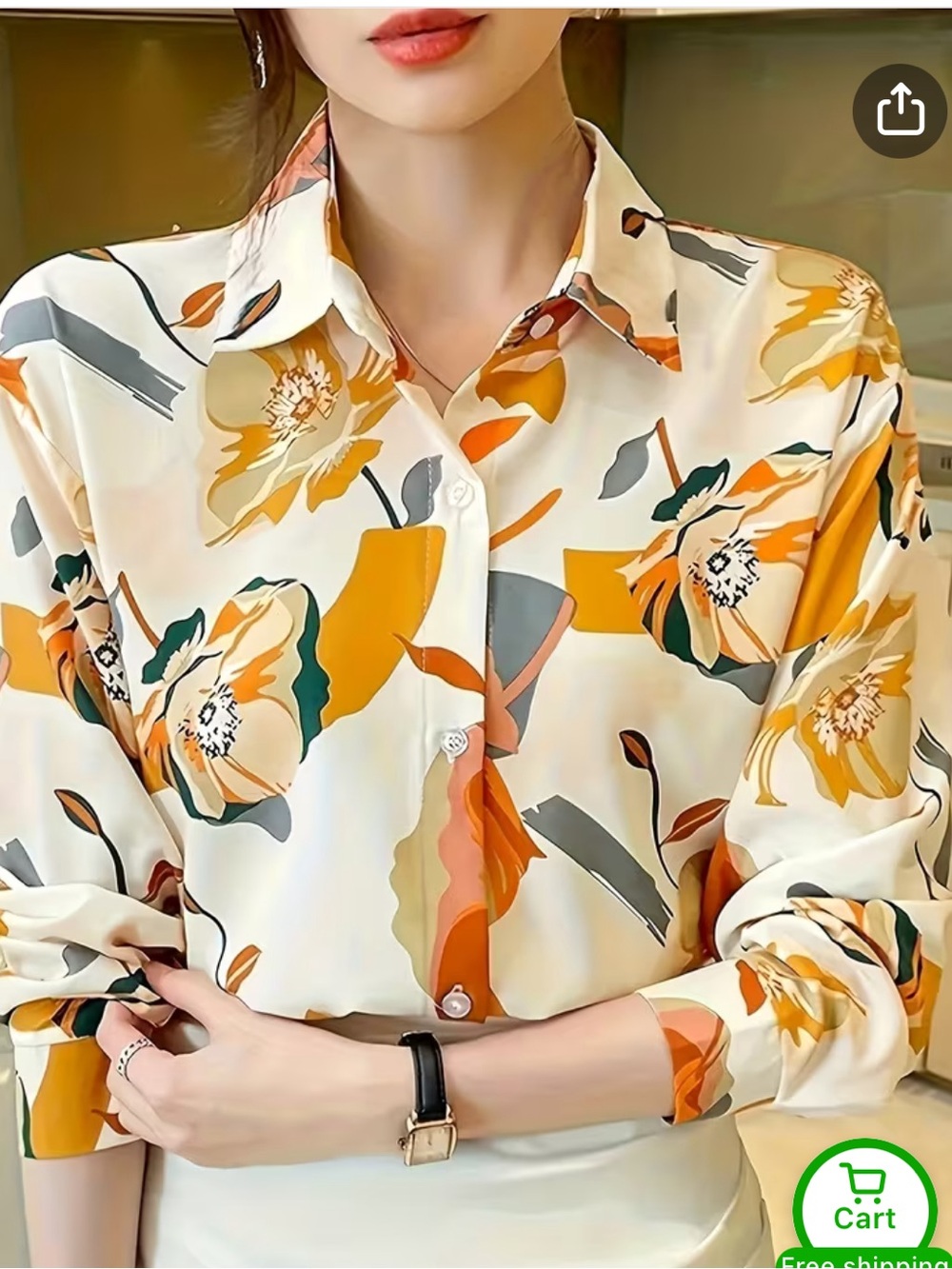 Cleo Long Sleeve Button Up Floral Print Blouse